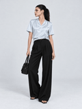Light Blue V-Neck Satin Blouse XS - Premium Unisex | LEKSI Pakistan