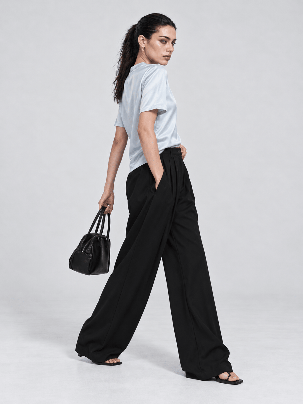 Light Blue V-Neck Satin Blouse XS - Premium Unisex | LEKSI Pakistan