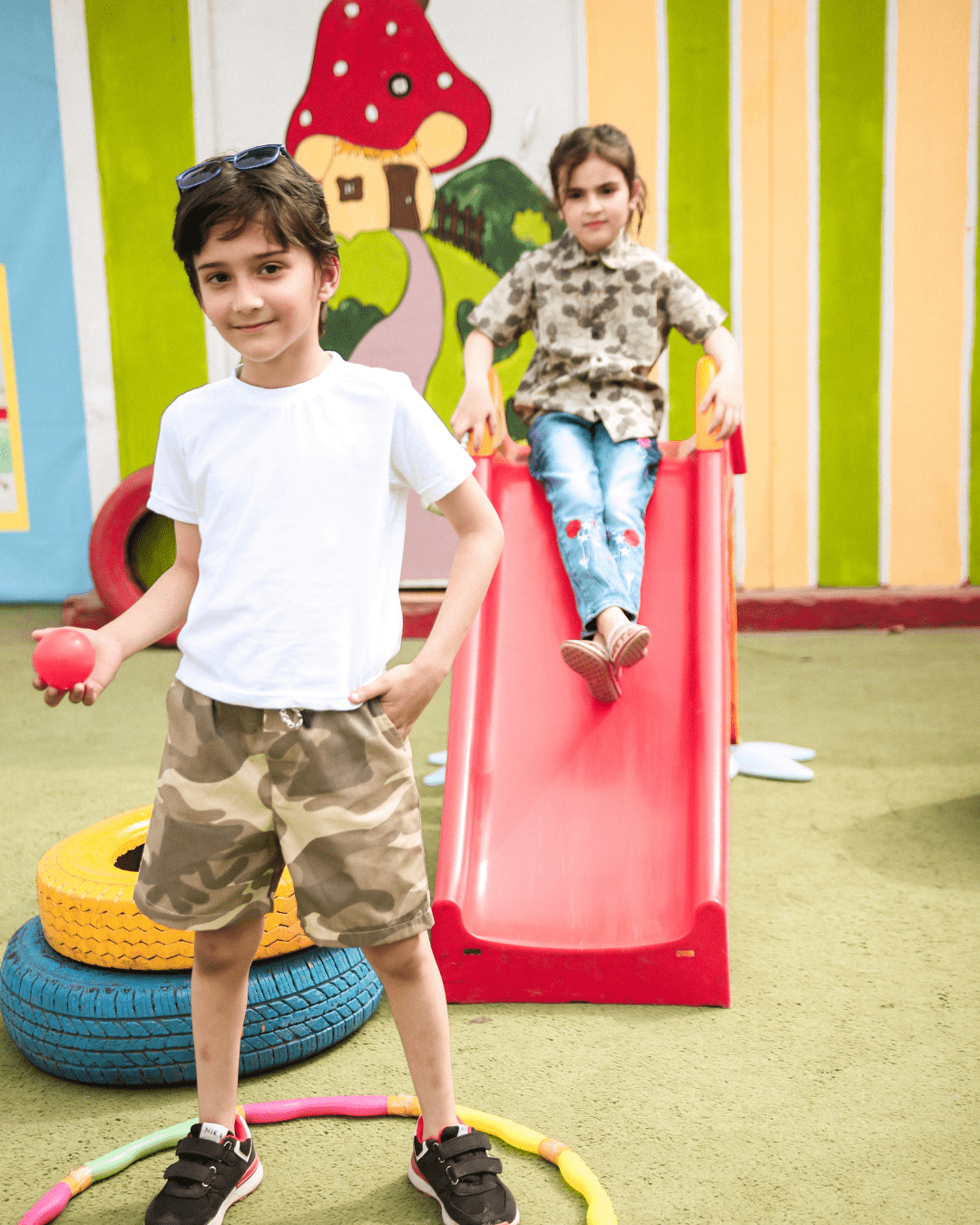 Light Khaki Camo Cargo Shorts - Kids Unisex 3 - 4 Years - Premium Unisex | LEKSI Pakistan