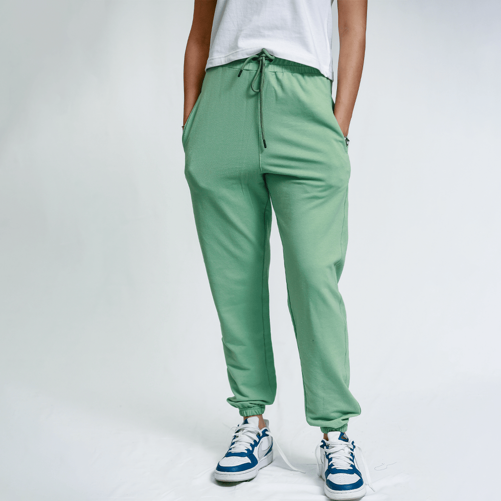 Light Olive Green Unisex French - Terry Sweatpants (Summer - Friendly) XS - Premium Unisex Sweatpants | LEKSI Pakistan