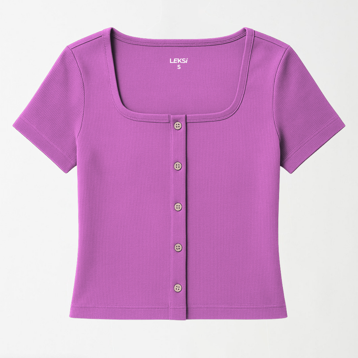 Lilac Mist Button Through Square Neck Top XXS - Premium Unisex Square Neck | LEKSI Pakistan