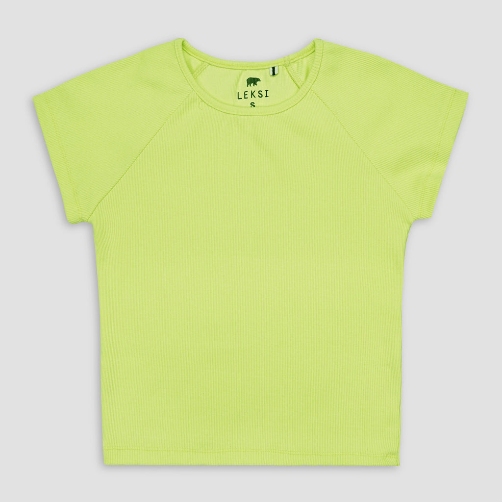Lime Round Neckline Short Sleeve Ribbed Tee XXS - Premium Unisex | LEKSI Pakistan