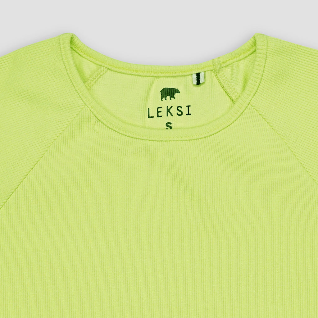 Lime Round Neckline Short Sleeve Ribbed Tee XXS - Premium Unisex | LEKSI Pakistan
