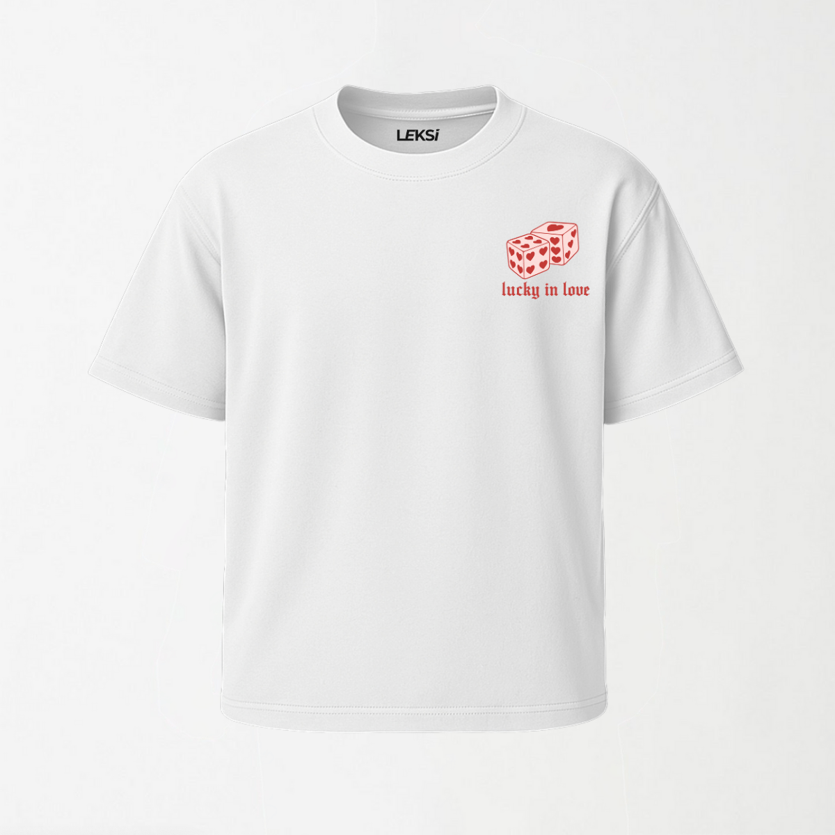 Lucky In Love - Round Neck Unisex T Shirt S - Premium Unisex Graphic T-Shirt | LEKSI Pakistan