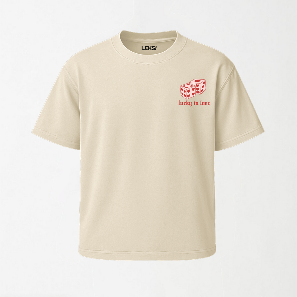 Lucky In Love - Round Neck Unisex T Shirt S - Premium Unisex Graphic T-Shirt | LEKSI Pakistan