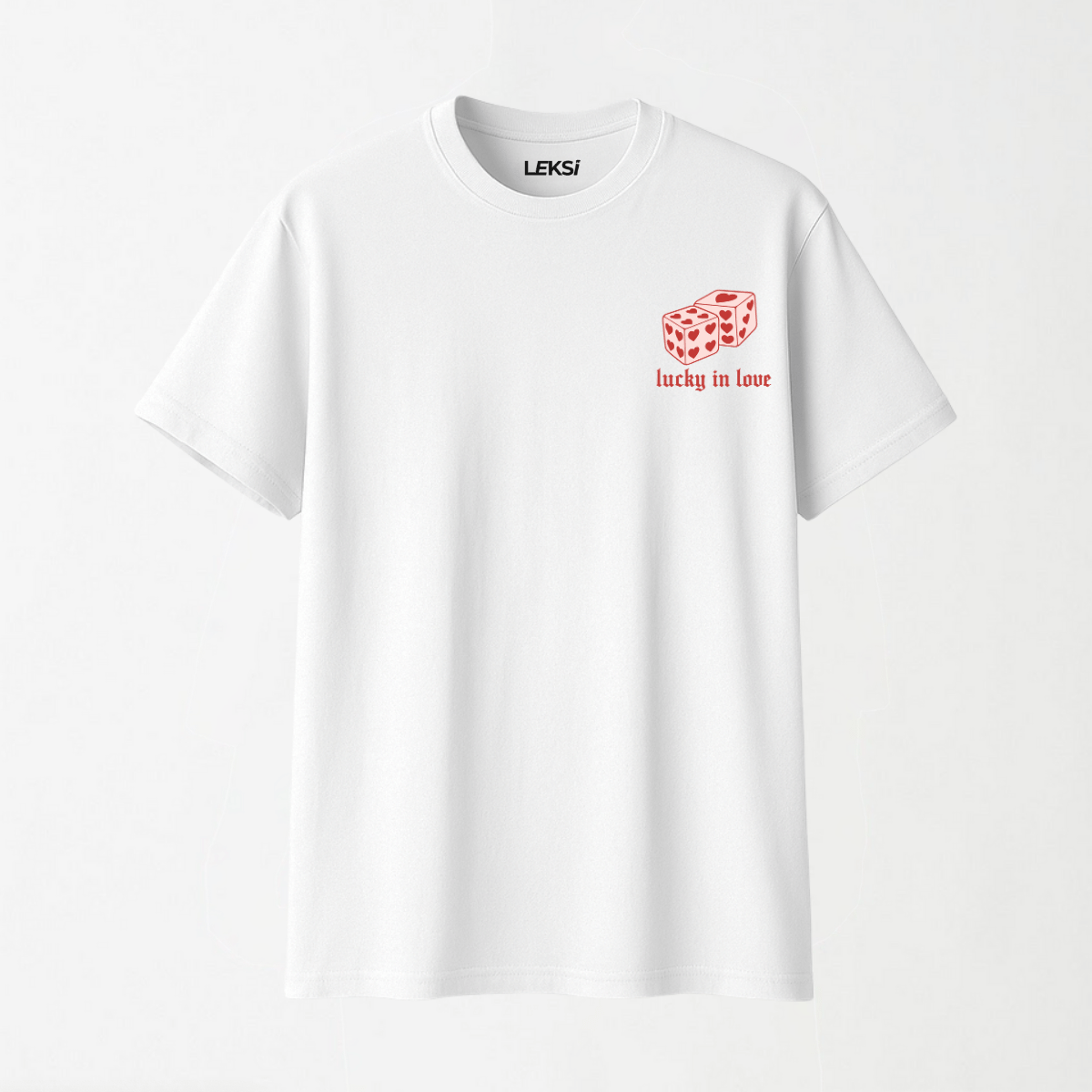 Lucky In Love - Round Neck Unisex T Shirt S - Premium Unisex Graphic T-Shirt | LEKSI Pakistan