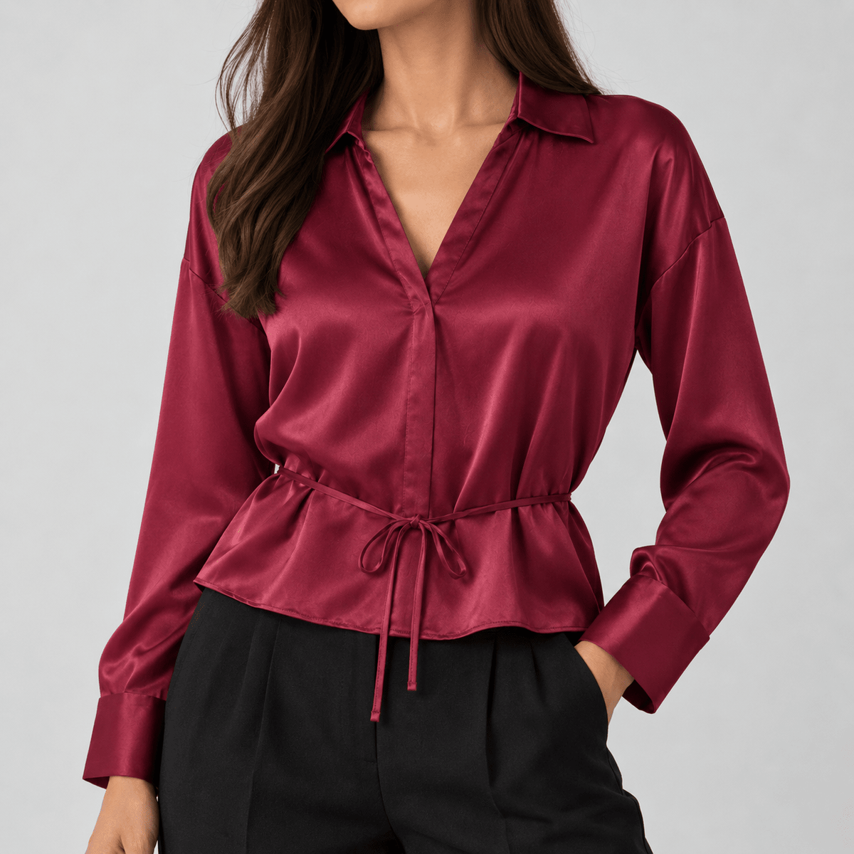Maroon Satin Blouse XS - Premium Unisex | LEKSI Pakistan
