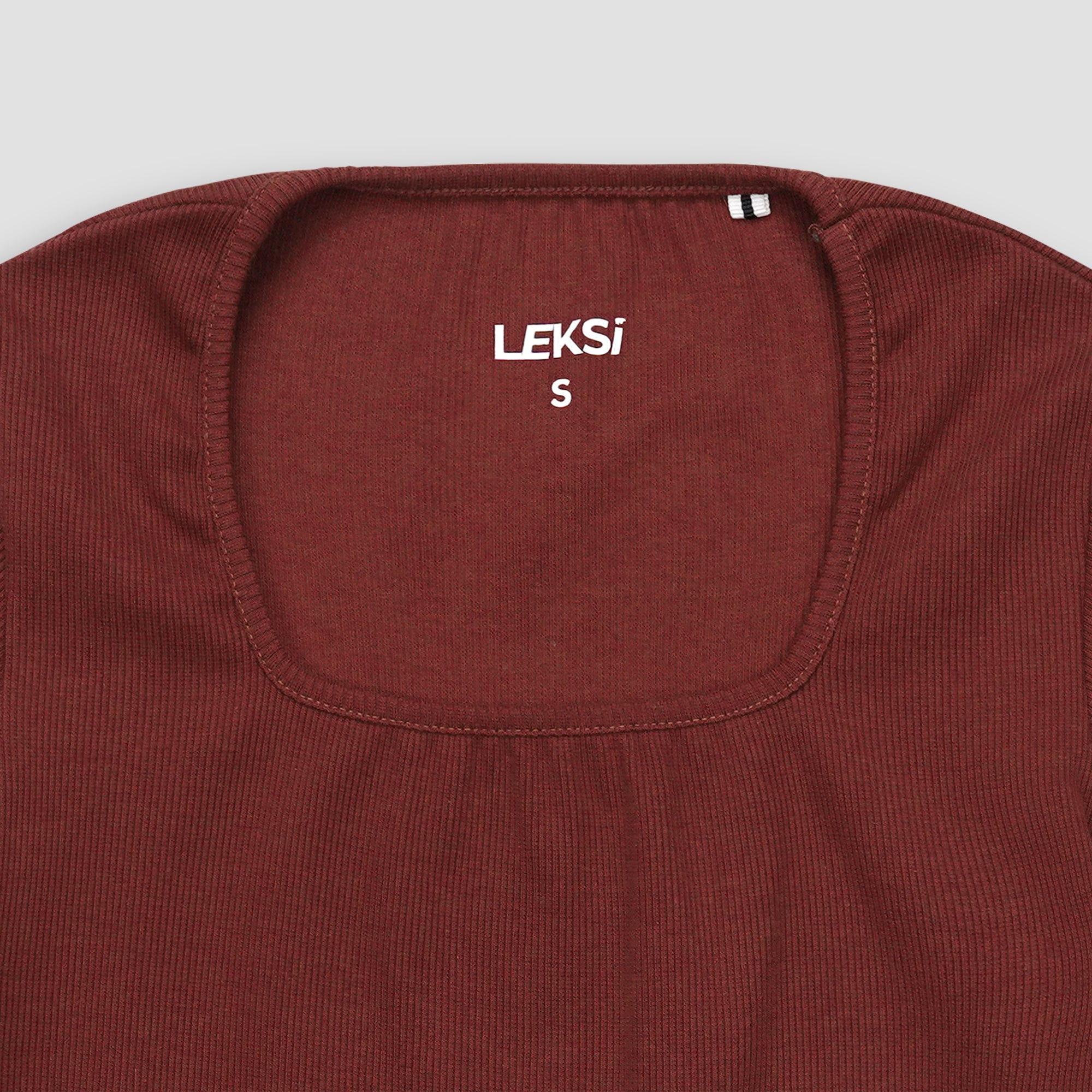 Maroon Square Neck Ribbed Shirt XXS - Premium Unisex Square Neck | LEKSI Pakistan