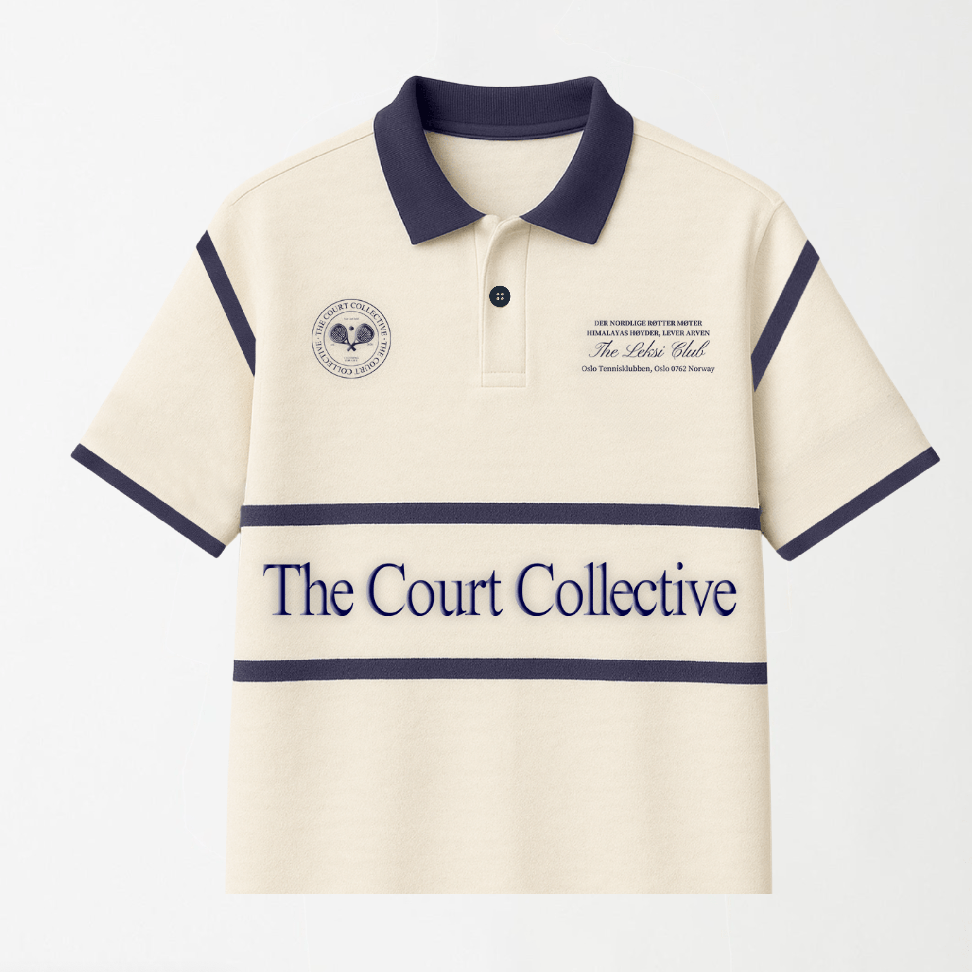 Match Point Navy Blue & White Oversized Boxy Polo - Unisex XS - Premium Unisex | LEKSI Pakistan