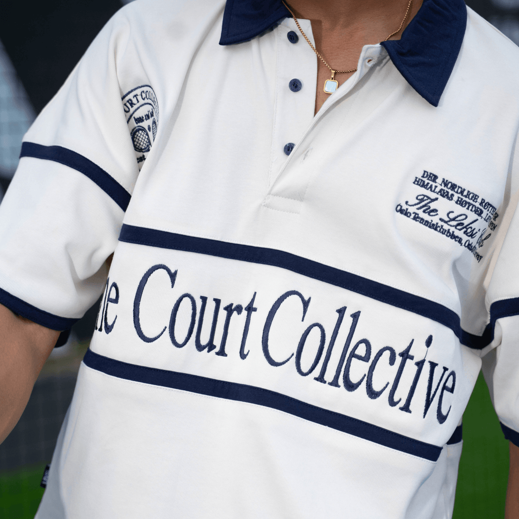 Match Point Navy Blue & White Oversized Boxy Polo - Unisex XS - Premium Unisex | LEKSI Pakistan