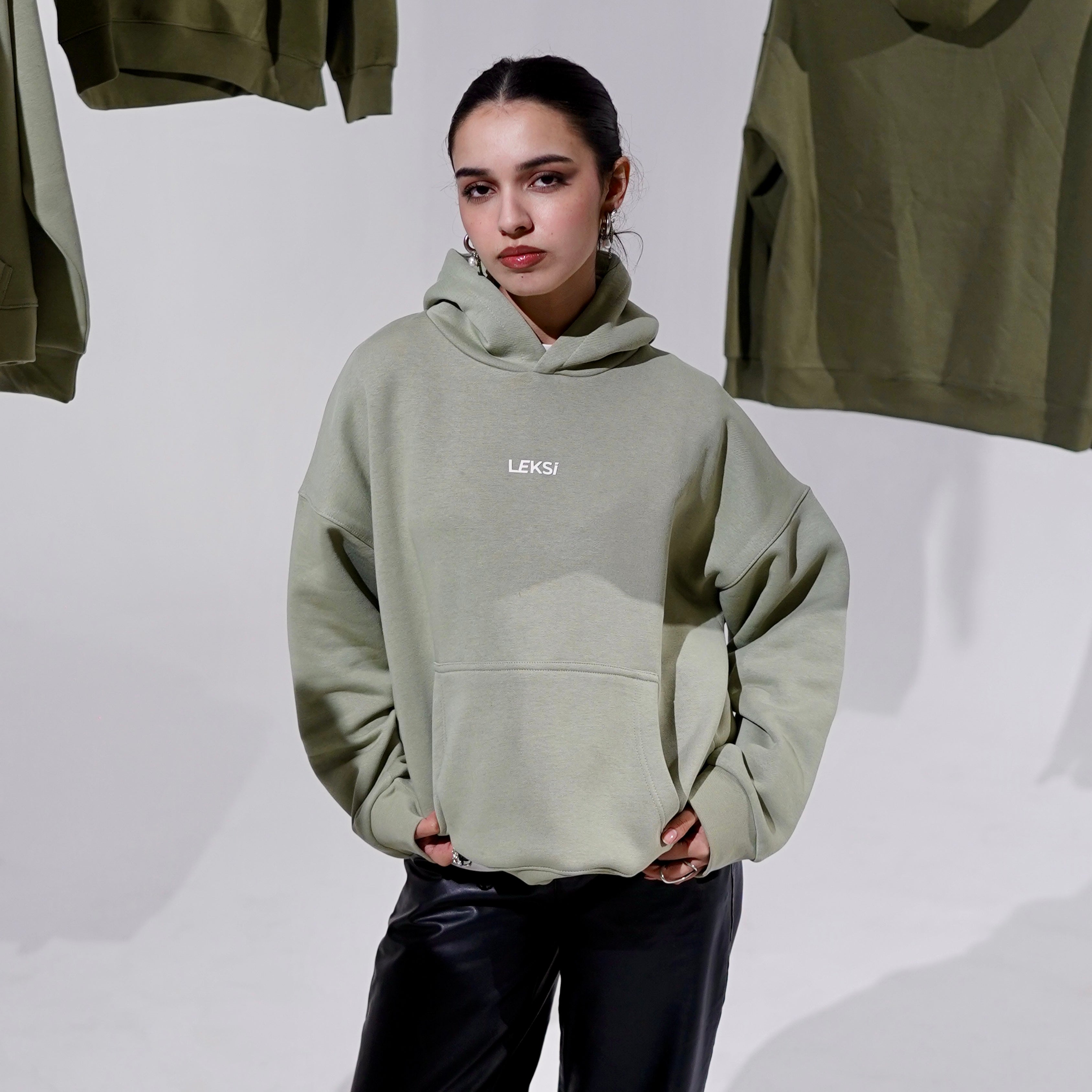 Minty Sage Cloud Hoodie S - Premium Unisex Raglan Hoodie | LEKSI Pakistan