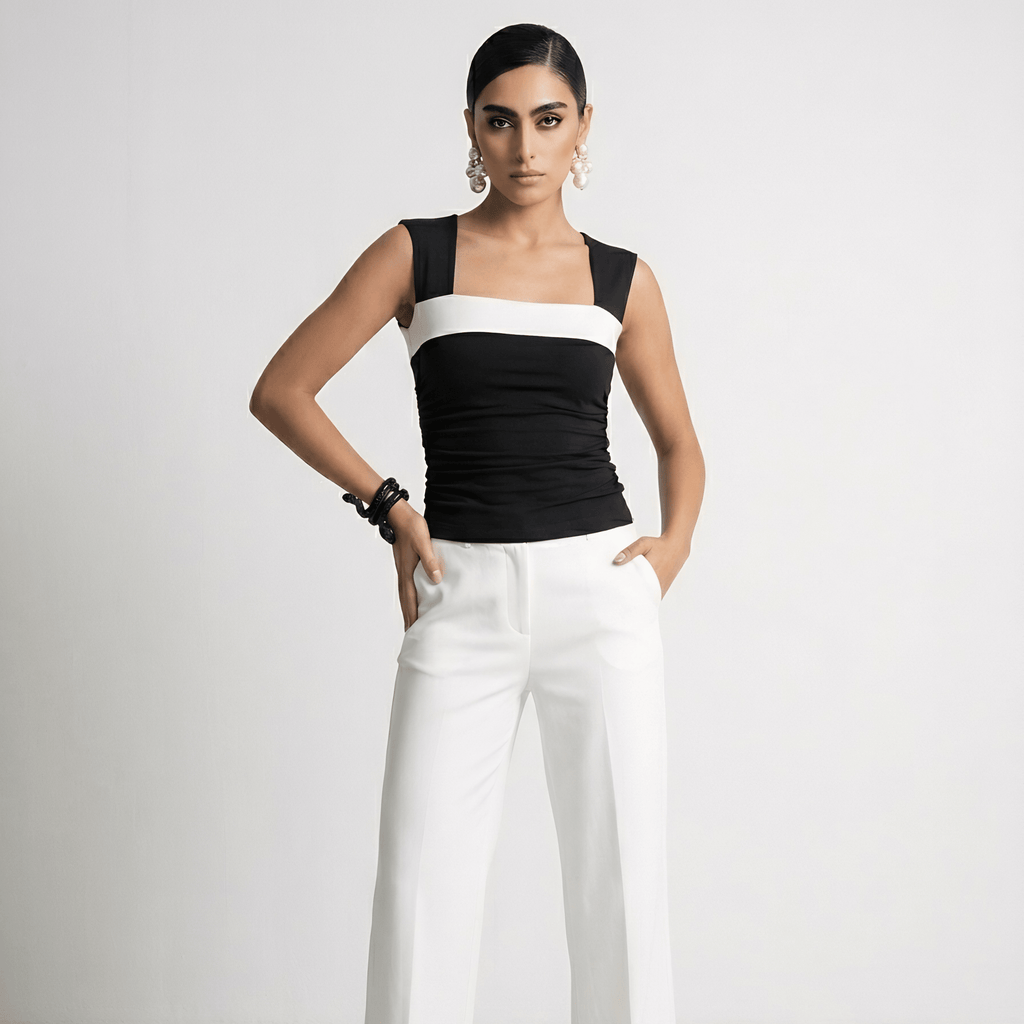 Monochrome Contour Top XS - Premium Unisex Square Neck | LEKSI Pakistan