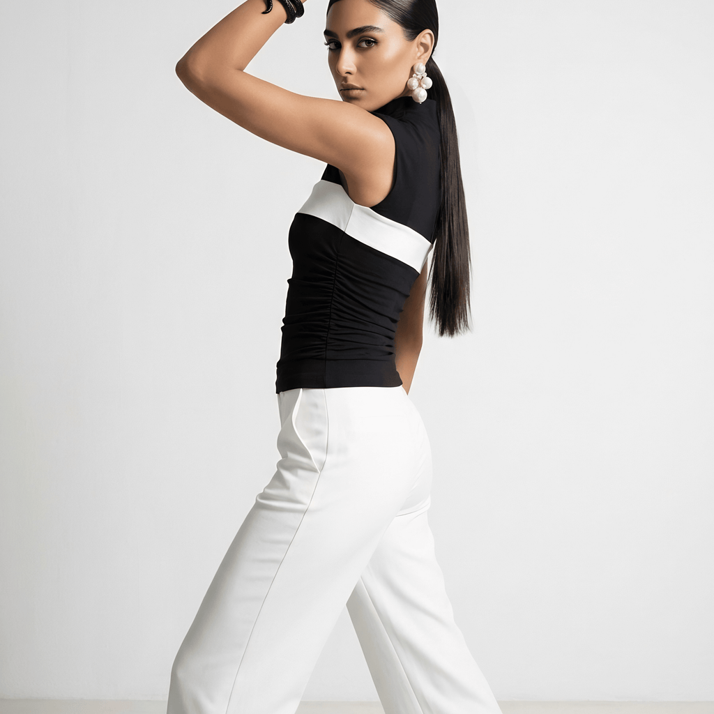 Monochrome Contour Top XS - Premium Unisex Square Neck | LEKSI Pakistan