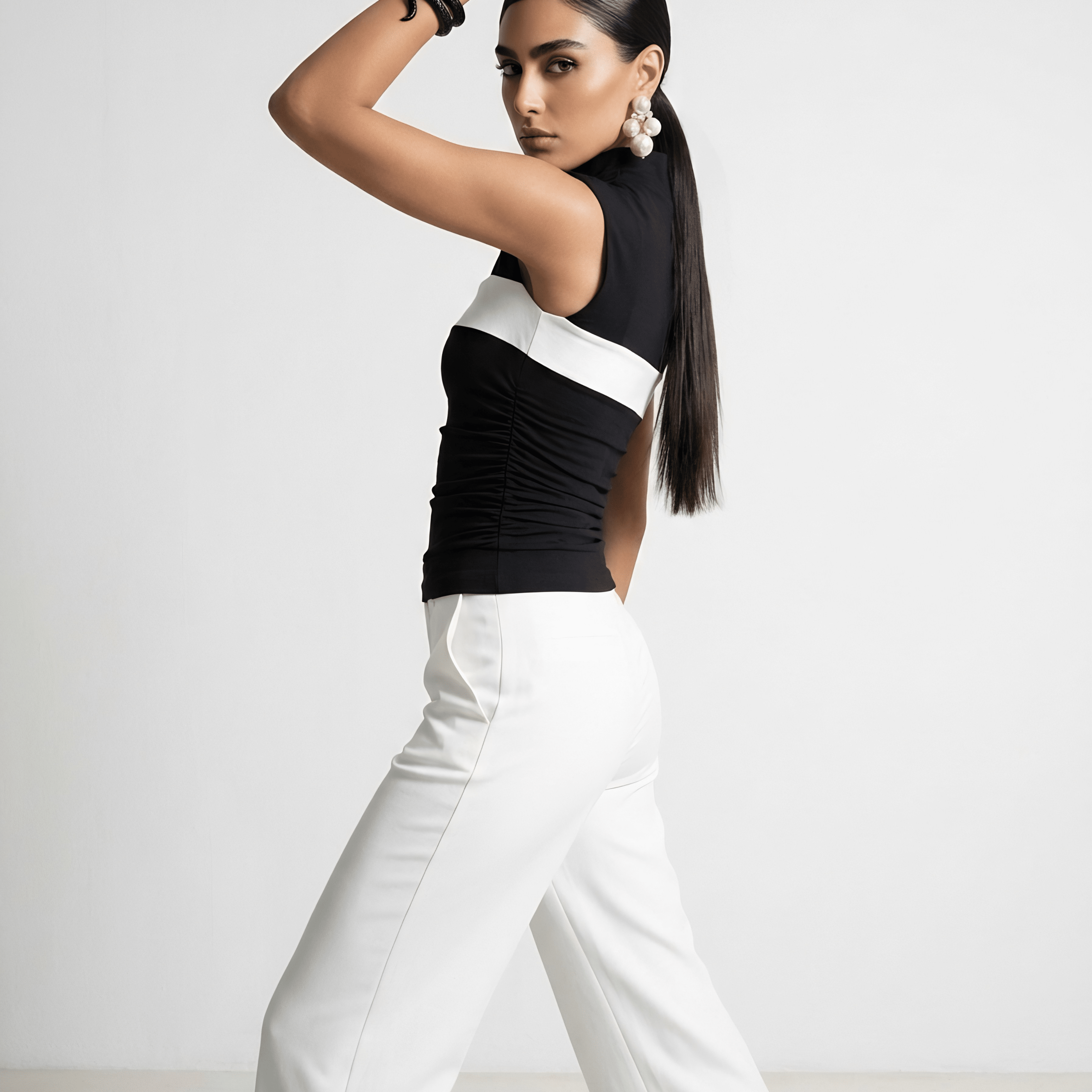 Monochrome Contour Top XS - Premium Unisex Square Neck | LEKSI Pakistan