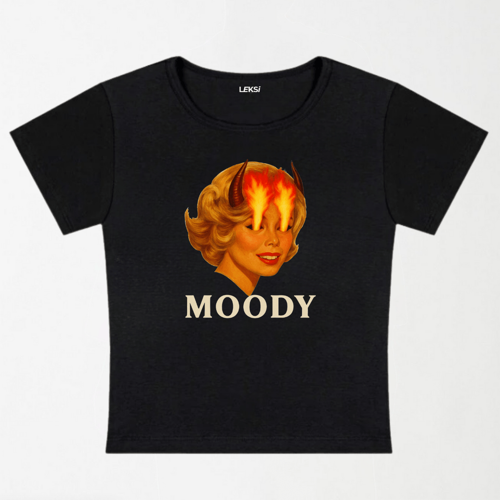 Moody Angry Woman Y2K Baby Tee XXS - Premium Unisex | LEKSI Pakistan