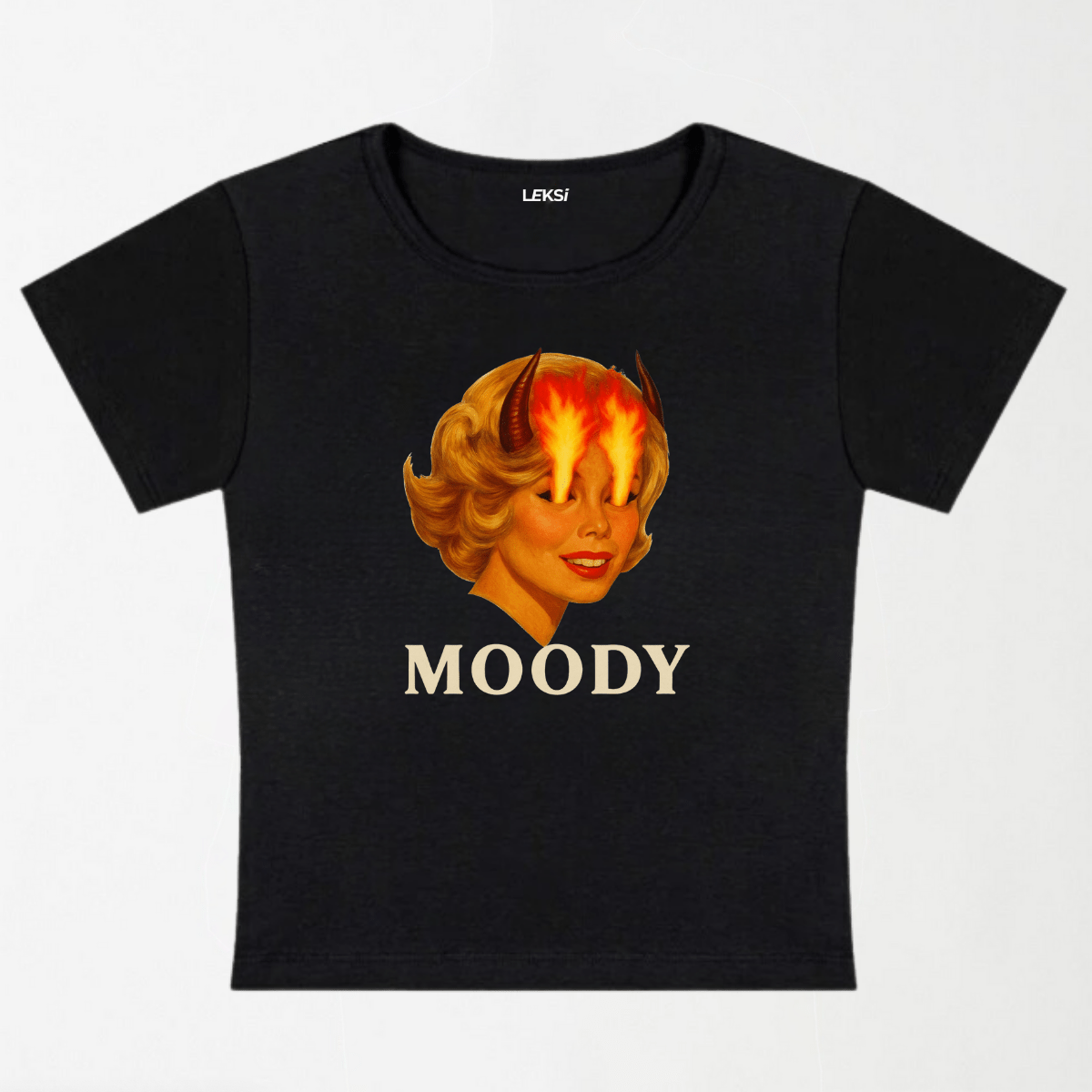 Moody Angry Woman Y2K Baby Tee XXS - Premium Unisex | LEKSI Pakistan