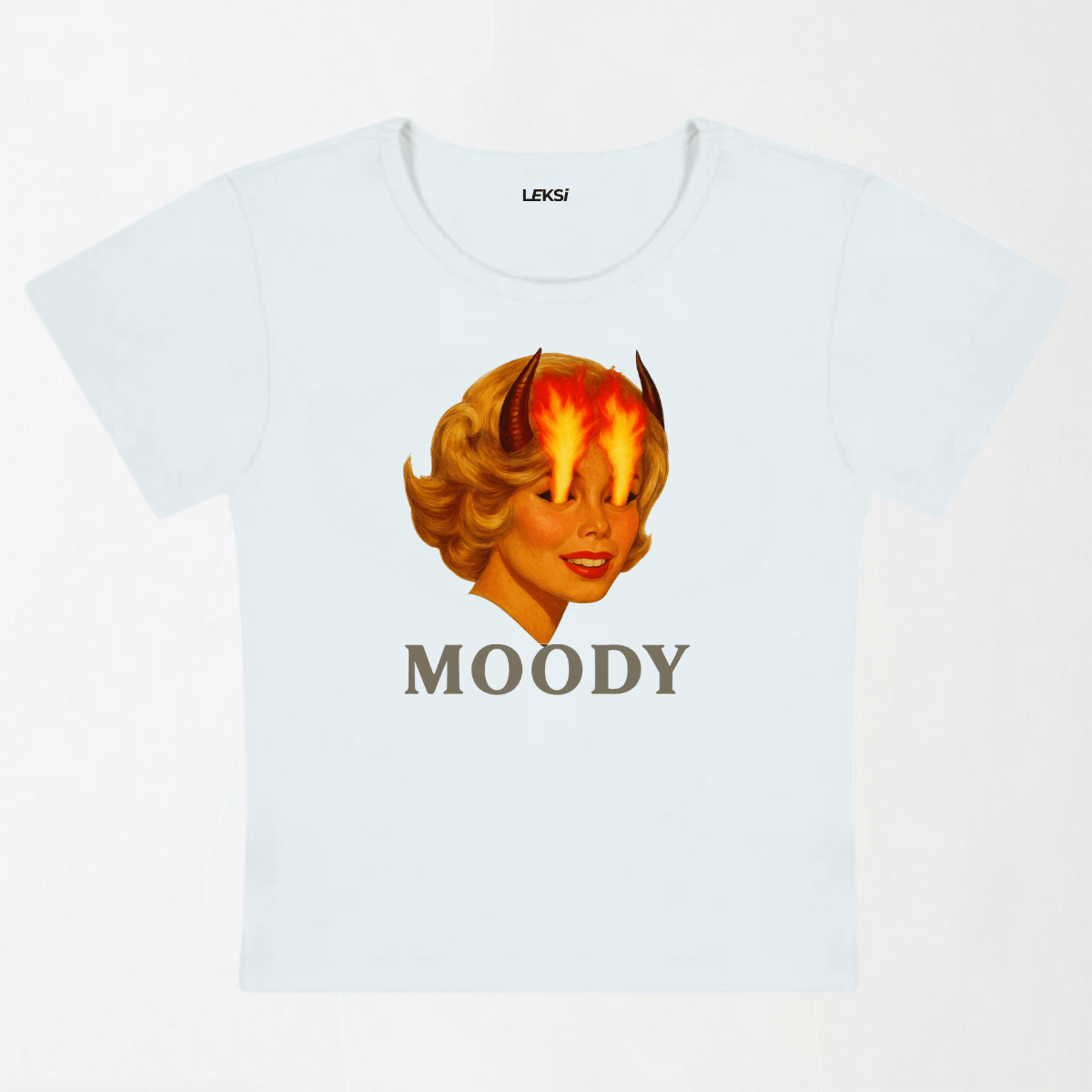 Moody Angry Woman Y2K Baby Tee XXS - Premium Unisex | LEKSI Pakistan