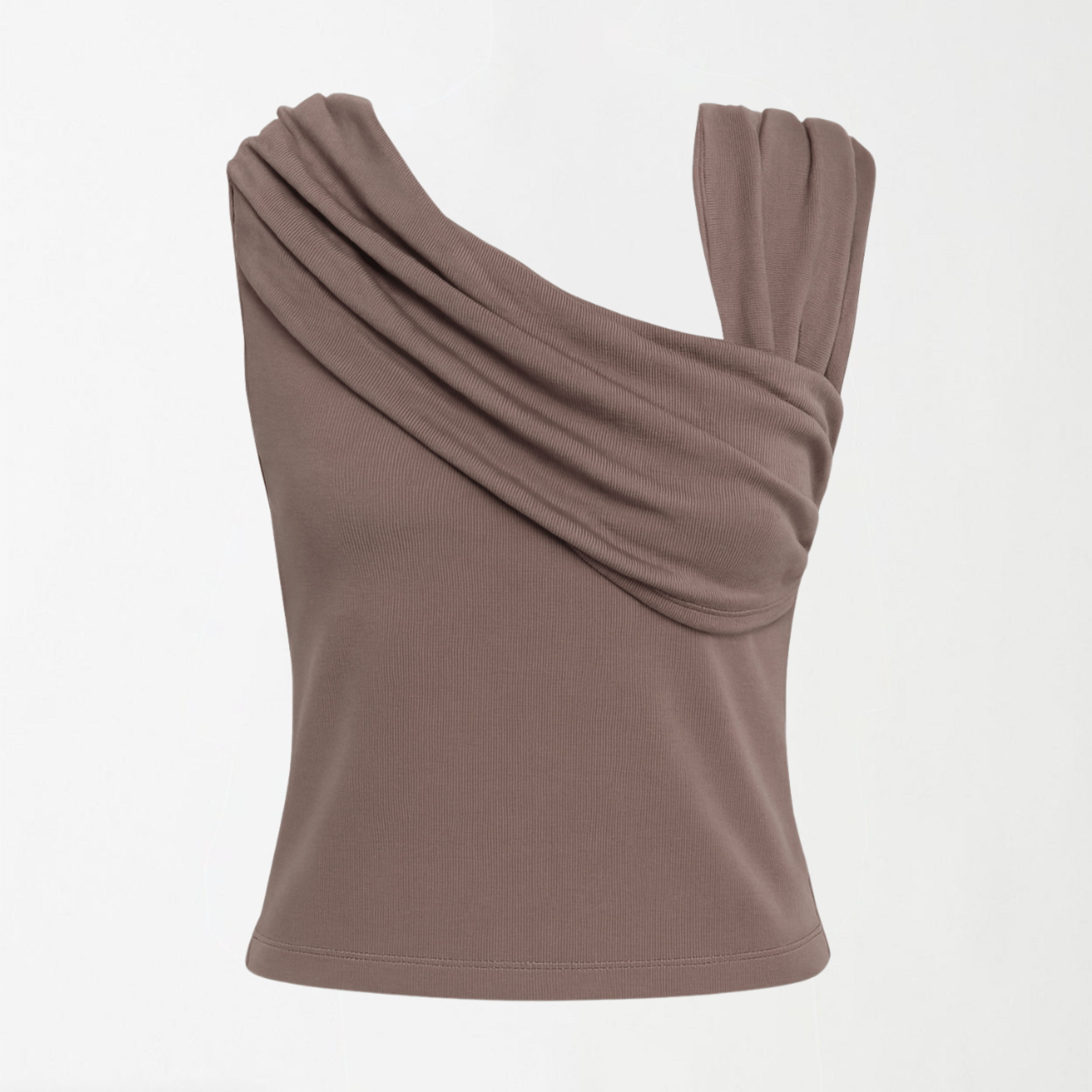 Mulberry Mocha Drape Ribbed Top XXS - Premium Unisex Square Neck | LEKSI Pakistan