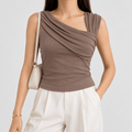 Mulberry Mocha Drape Ribbed Top XXS - Premium Unisex Square Neck | LEKSI Pakistan
