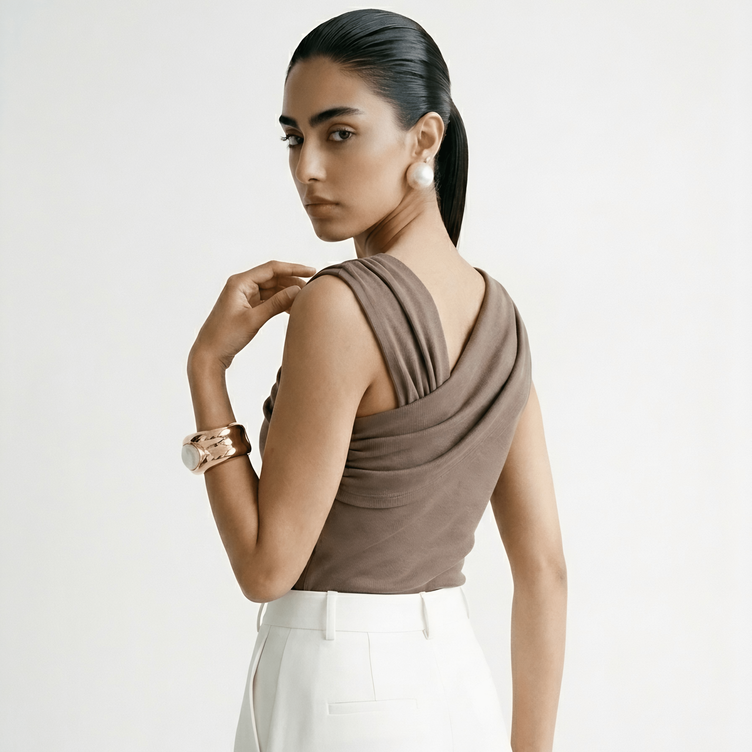 Mulberry Mocha Drape Ribbed Top XXS - Premium Unisex Square Neck | LEKSI Pakistan