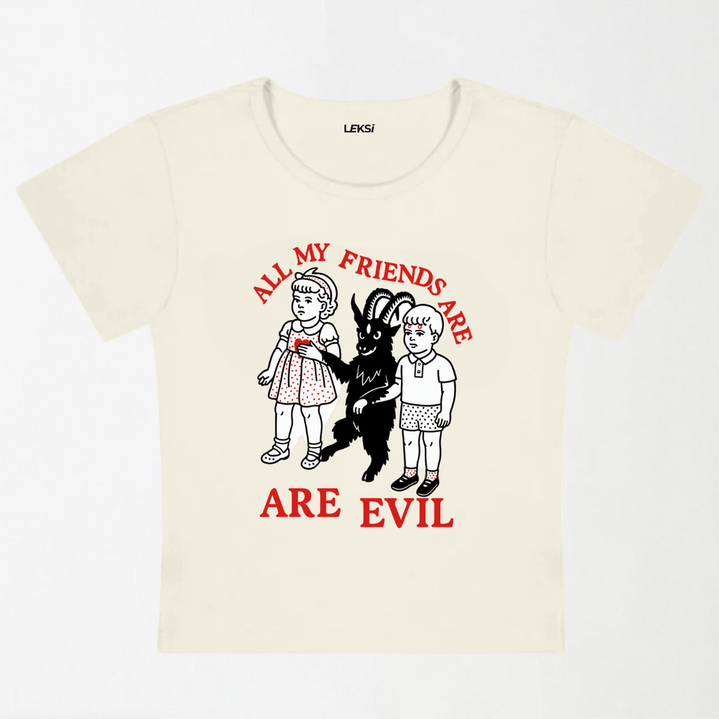 My Friends Are Evil Y2K Baby Tee XXS - Premium Unisex | LEKSI Pakistan