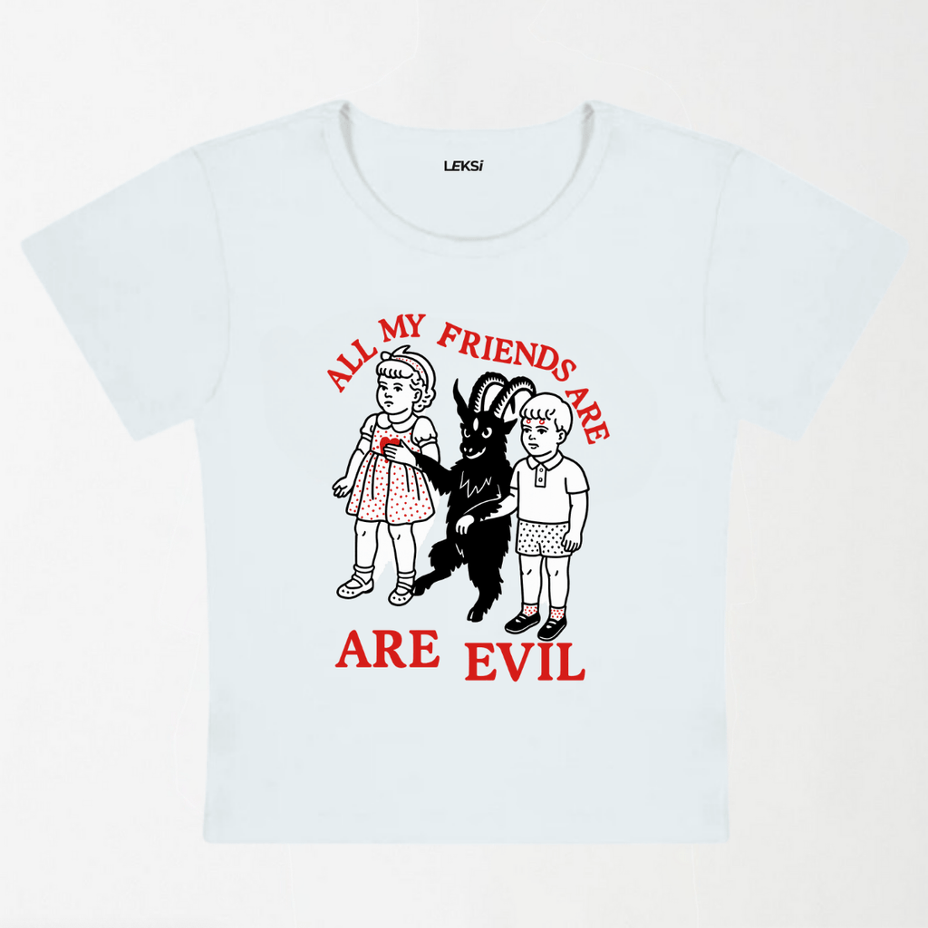 My Friends Are Evil Y2K Baby Tee XXS - Premium Unisex | LEKSI Pakistan