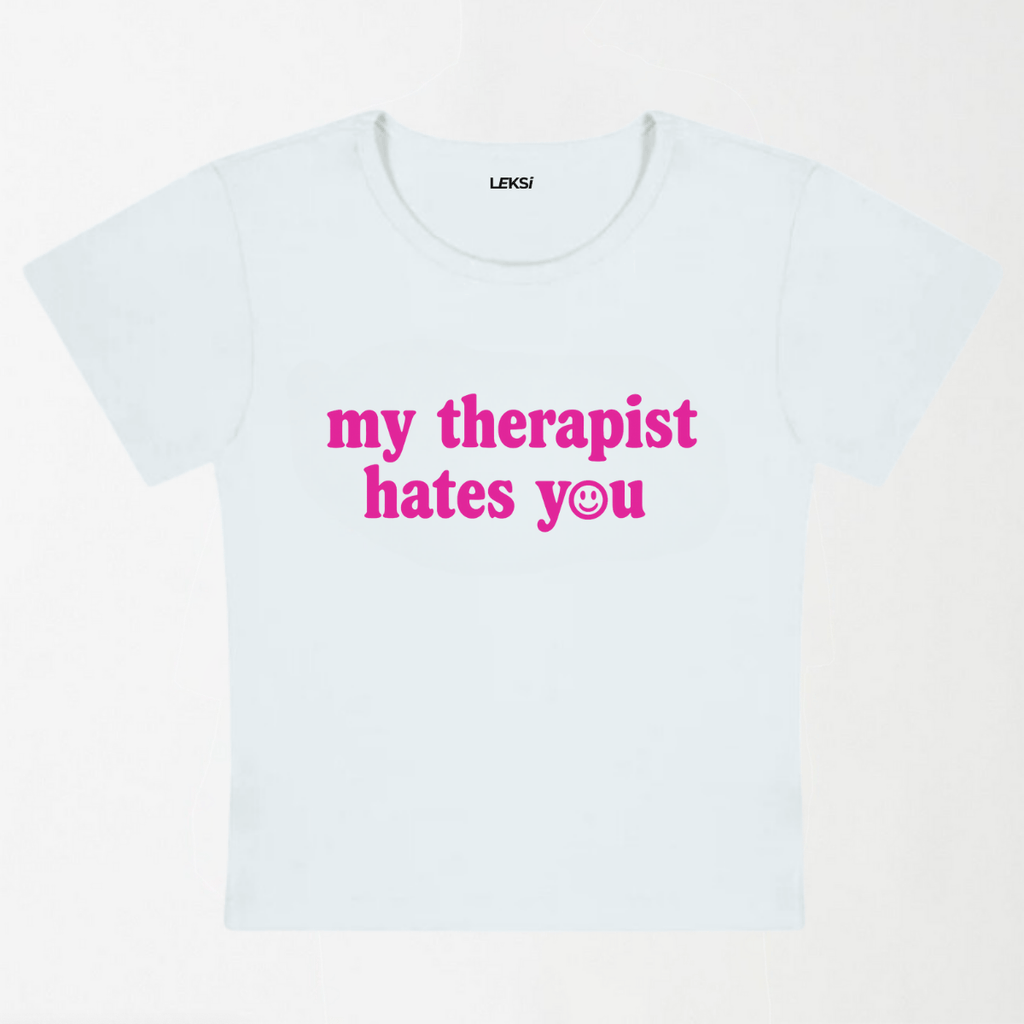 My Therapist Hates You Halo Y2K Baby Tee XXS - Premium Unisex | LEKSI Pakistan