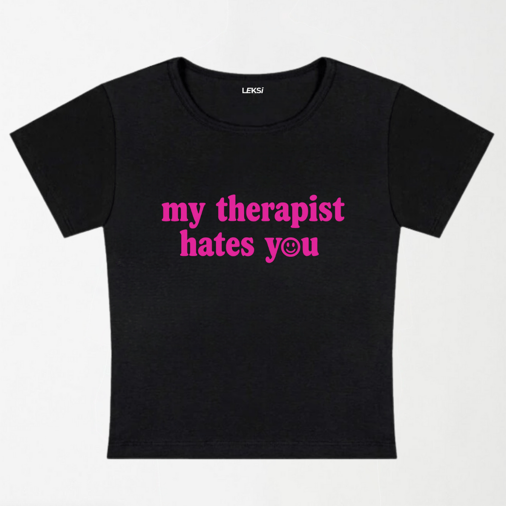 My Therapist Hates You Halo Y2K Baby Tee XXS - Premium Unisex | LEKSI Pakistan