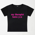 My Therapist Hates You Halo Y2K Baby Tee XXS - Premium Unisex | LEKSI Pakistan