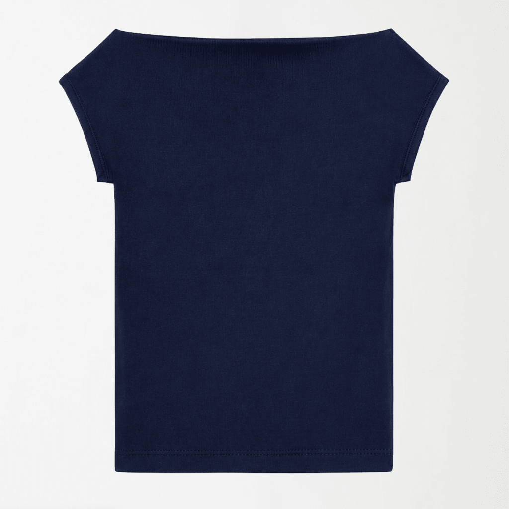 Navy Blue Boat Neck Top XS - Premium Unisex Square Neck | LEKSI Pakistan
