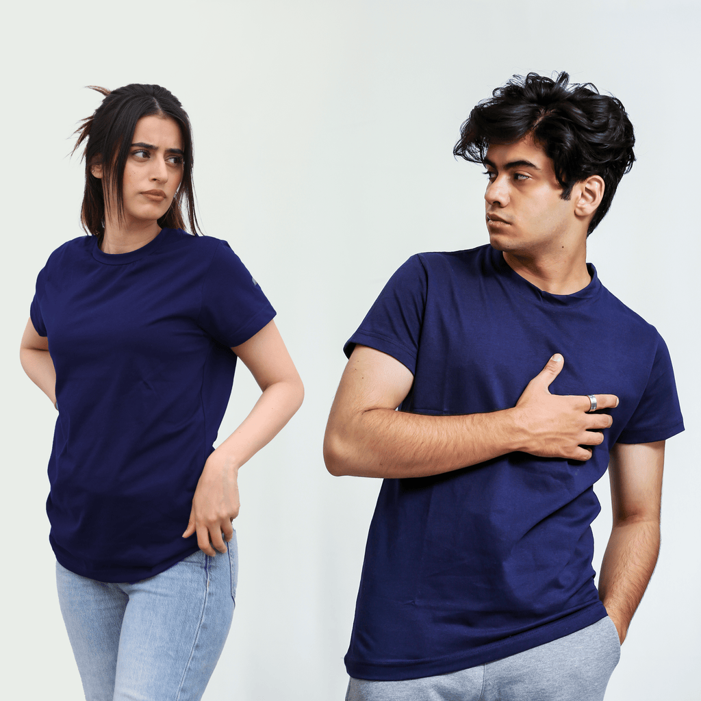 Navy Blue - Plain Round Neck Unisex T-Shirt XXS - Premium Unisex | LEKSI Pakistan