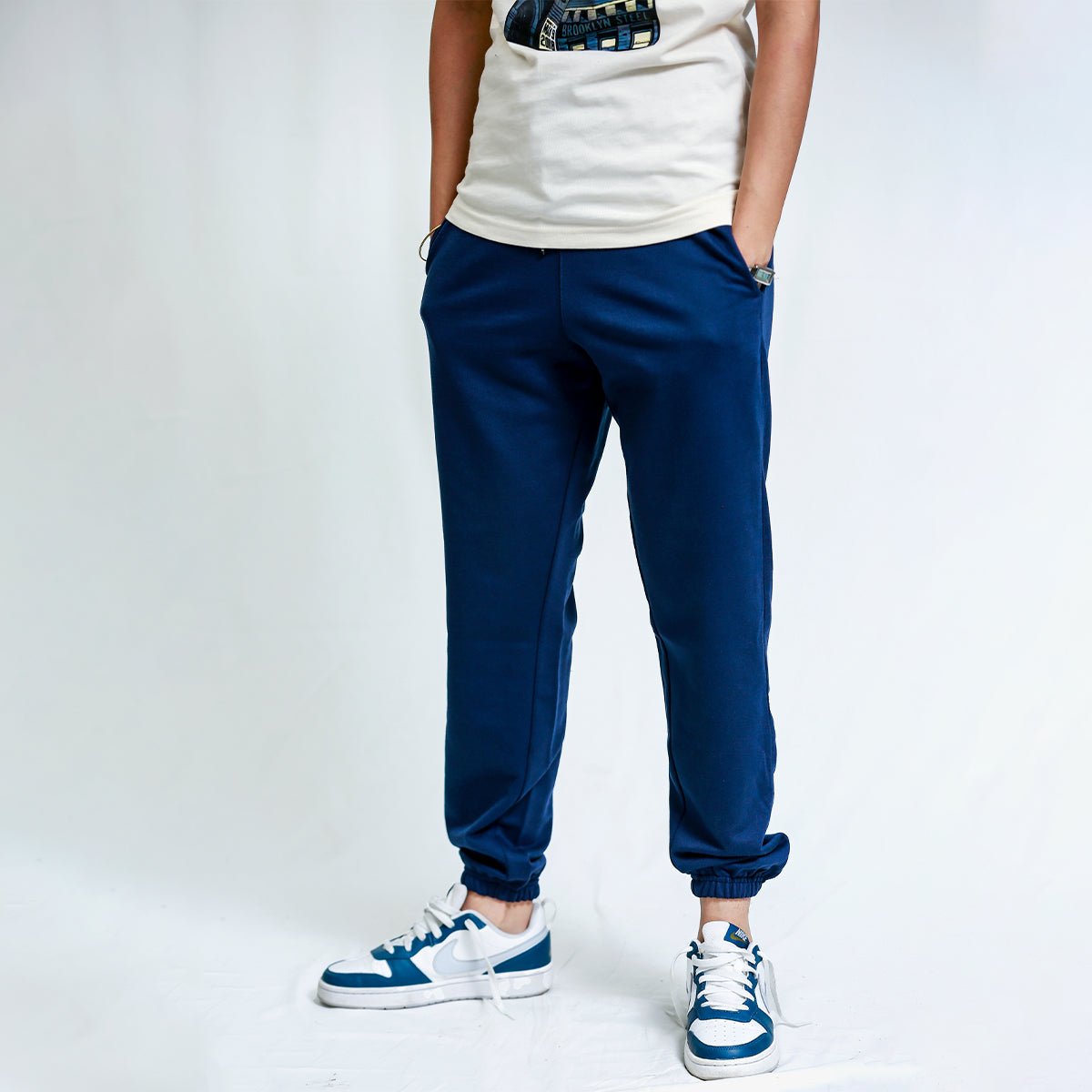 Navy Blue Unisex Sweatpants - French Terry (Summer - Friendly) XS - Premium Unisex Sweatpants | LEKSI Pakistan