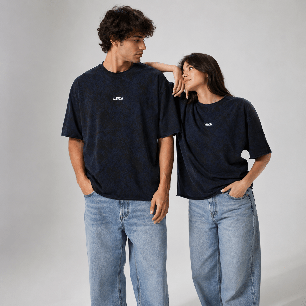 Navy Mineral Wash Oversized T-Shirt S - Premium Unisex | LEKSI Pakistan