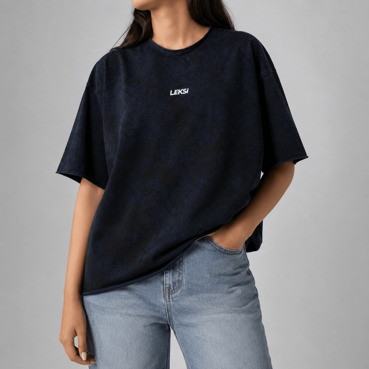Navy Mineral Wash Oversized T-Shirt S - Premium Unisex | LEKSI Pakistan