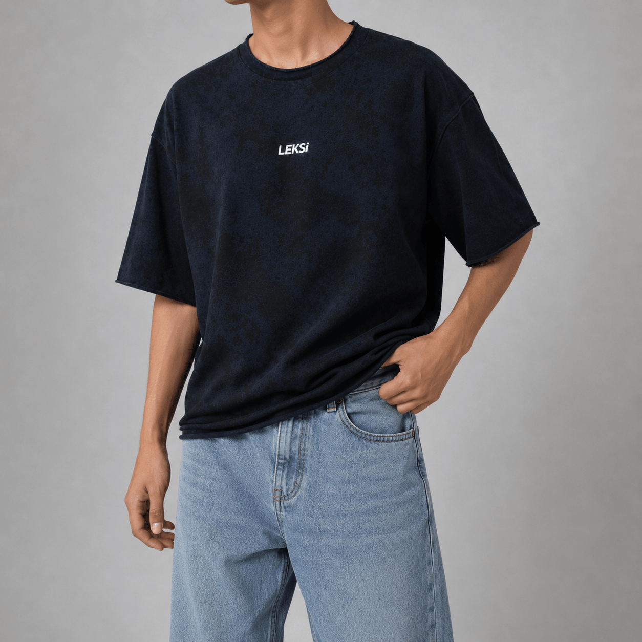 Navy Mineral Wash Oversized T-Shirt S - Premium Unisex | LEKSI Pakistan