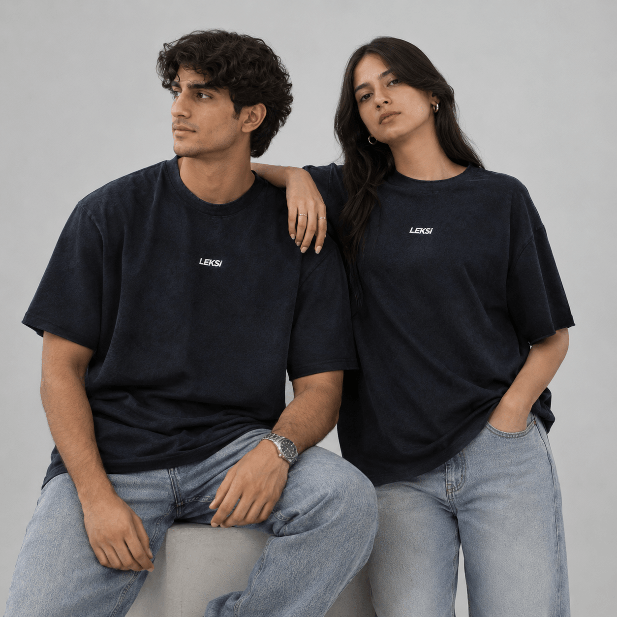 Navy Mineral Wash Oversized T-Shirt S - Premium Unisex | LEKSI Pakistan