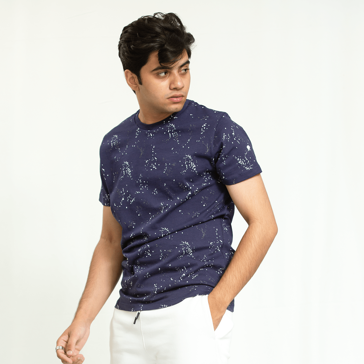 Navy Paint Splash Print T-Shirt S - Premium Unisex | LEKSI Pakistan