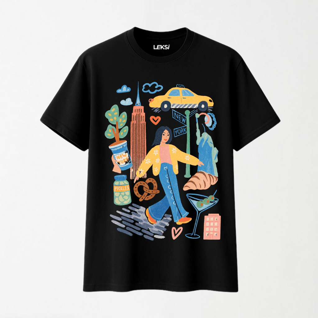 New York Sketchbook - Round Neck Unisex T Shirt S - Premium Unisex Graphic T-Shirt | LEKSI Pakistan