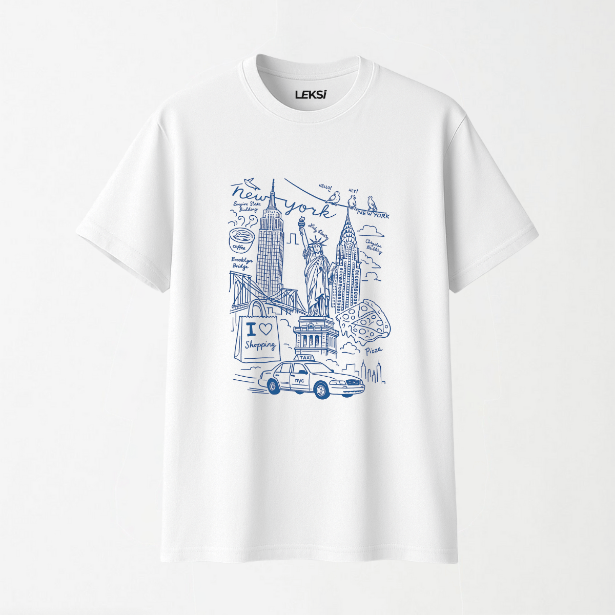 NY Illustration - Round Neck Unisex T Shirt S - Premium Unisex Graphic T-Shirt | LEKSI Pakistan