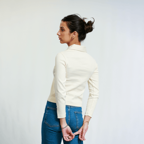 Off - White Full Sleeves Polo Ribbed Shirt XXS - Premium Unisex Polo | LEKSI Pakistan
