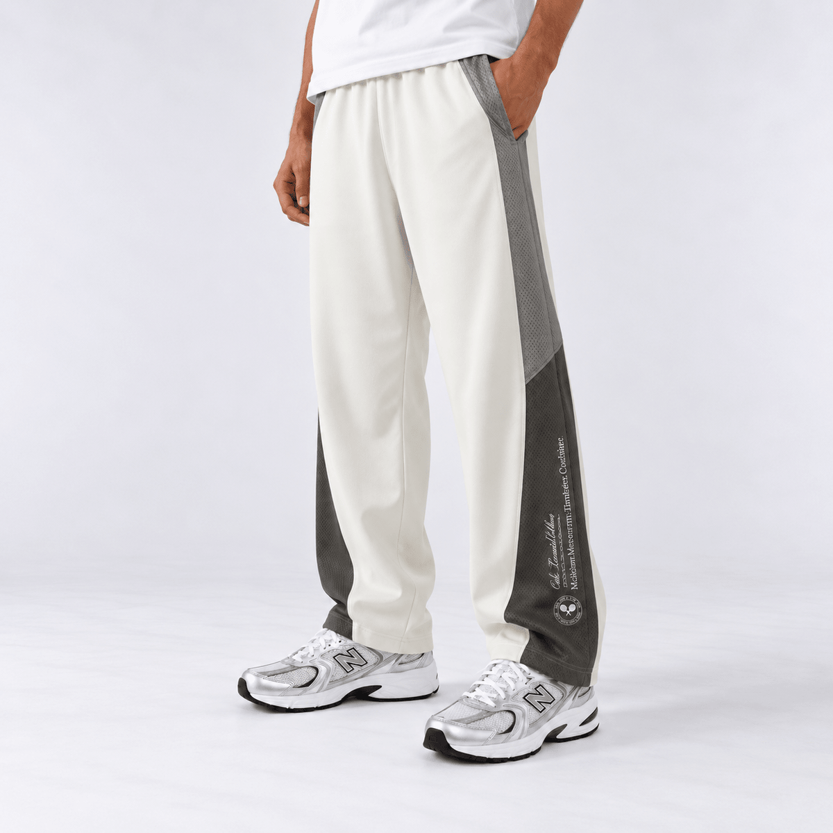 Off White & Grey Zone Straight Leg Unisex Pants S - Premium Unisex | LEKSI Pakistan
