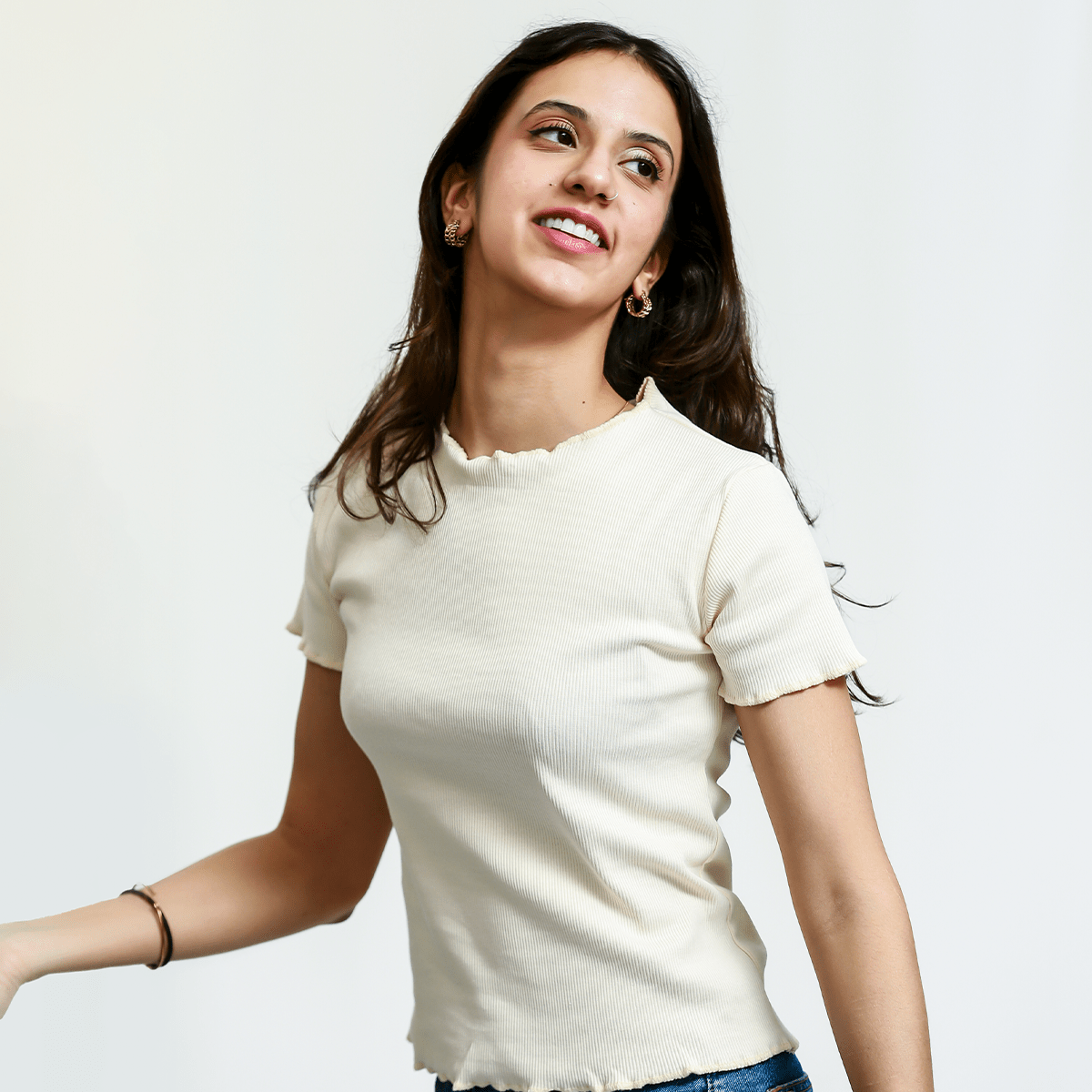 Off White Ribbed Shirt XXS - Premium Unisex Lettuce | LEKSI Pakistan