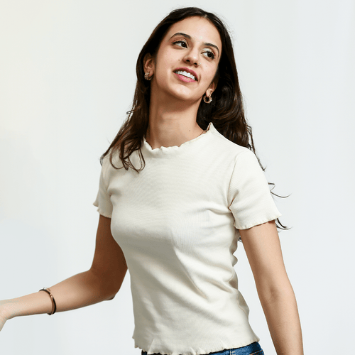 Off White Ribbed Shirt XXS - Premium Unisex Lettuce | LEKSI Pakistan