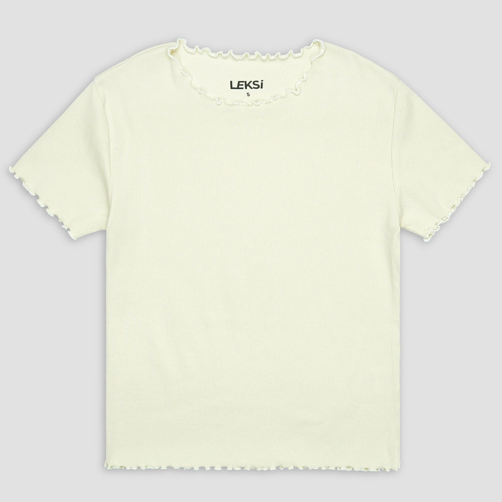 Off White Ribbed Shirt XXS - Premium Unisex Lettuce | LEKSI Pakistan