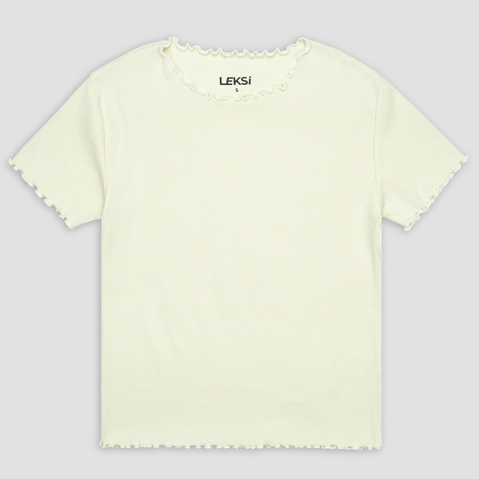 Off White Ribbed Shirt XXS - Premium Unisex Lettuce | LEKSI Pakistan