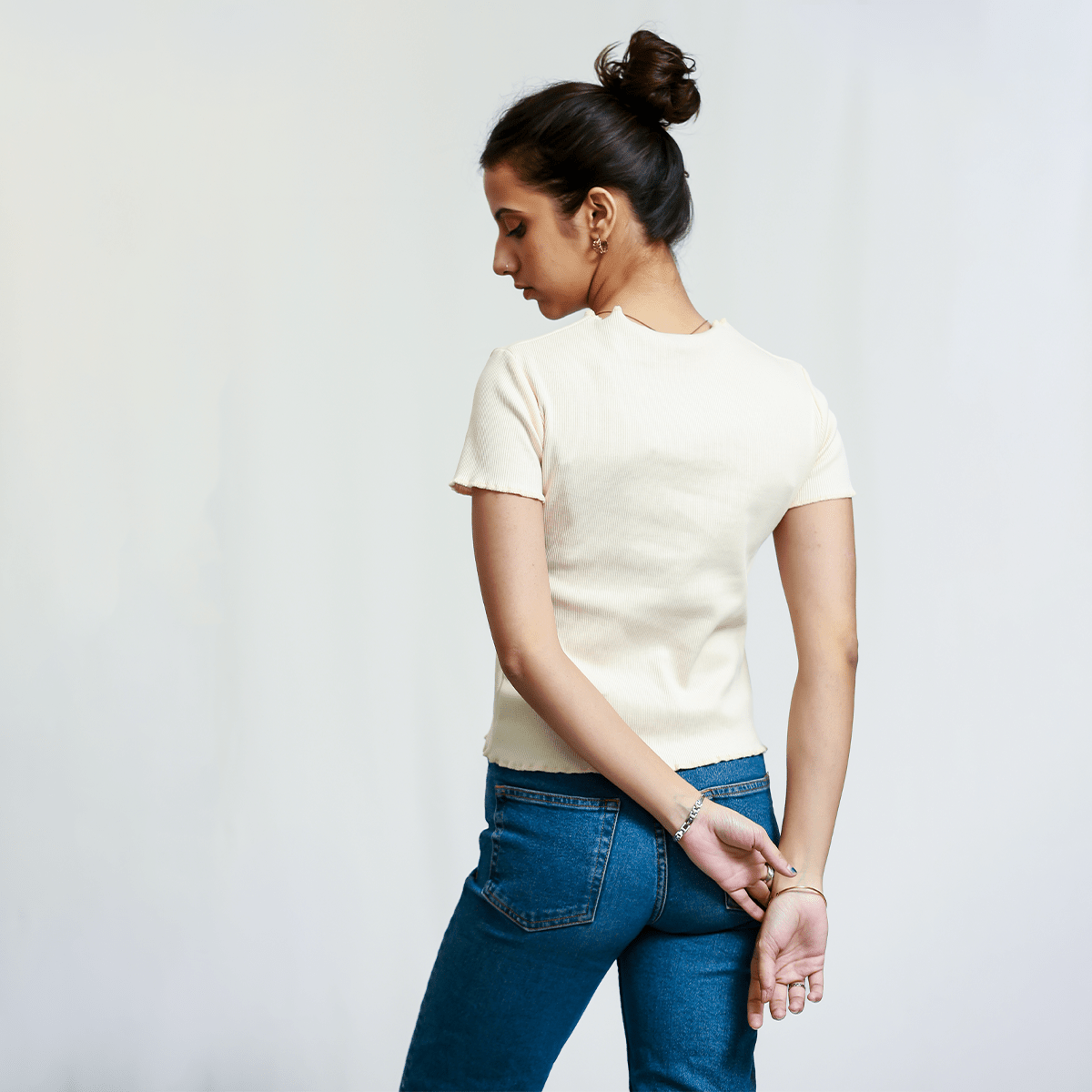 Off White Ribbed Shirt XXS - Premium Unisex Lettuce | LEKSI Pakistan