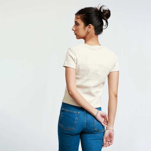 Off White Square Neck Ribbed Shirt XXS - Premium Unisex Square Neck | LEKSI Pakistan