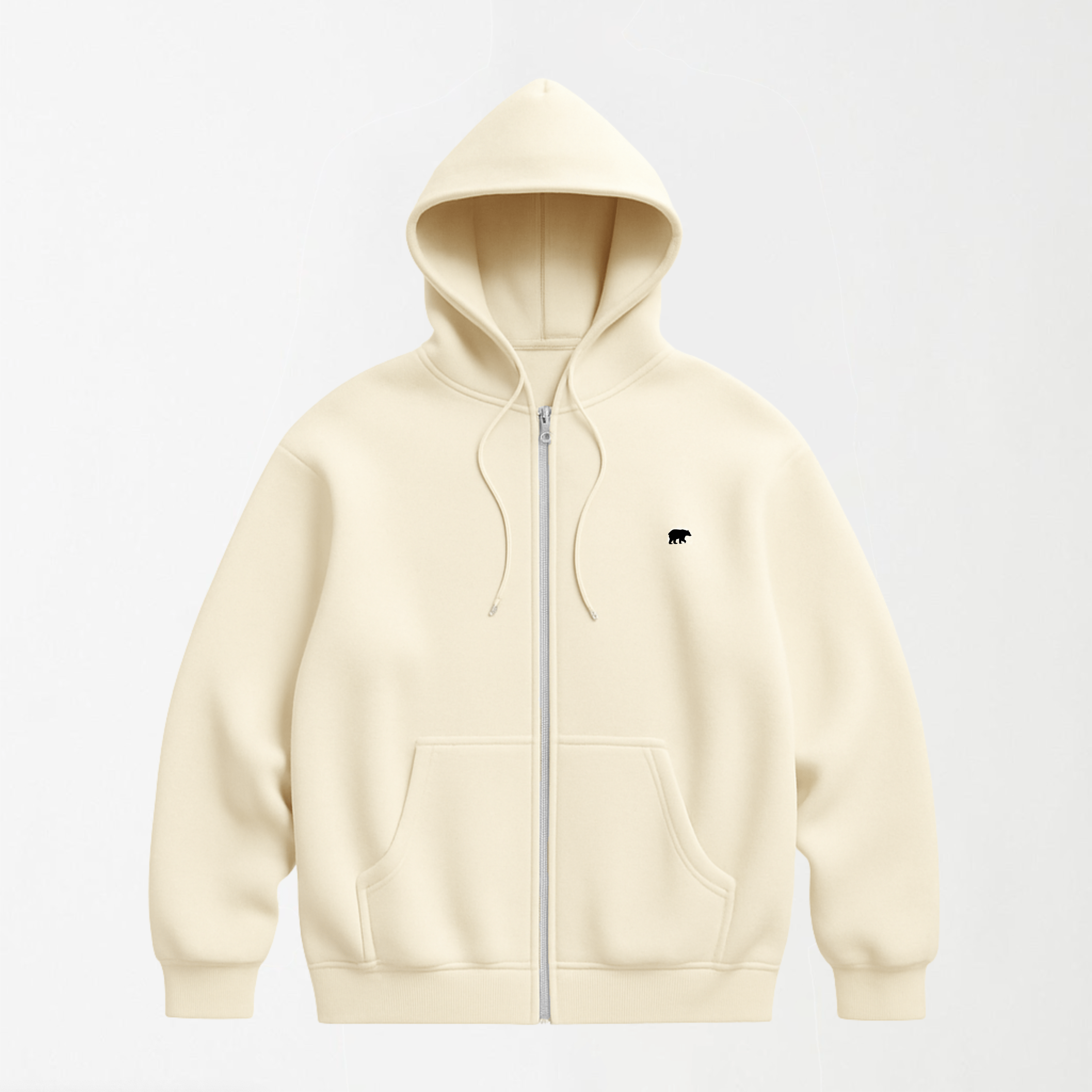 Off White Unisex Fleece Zipper Hoodie S - Premium Unisex | LEKSI Pakistan