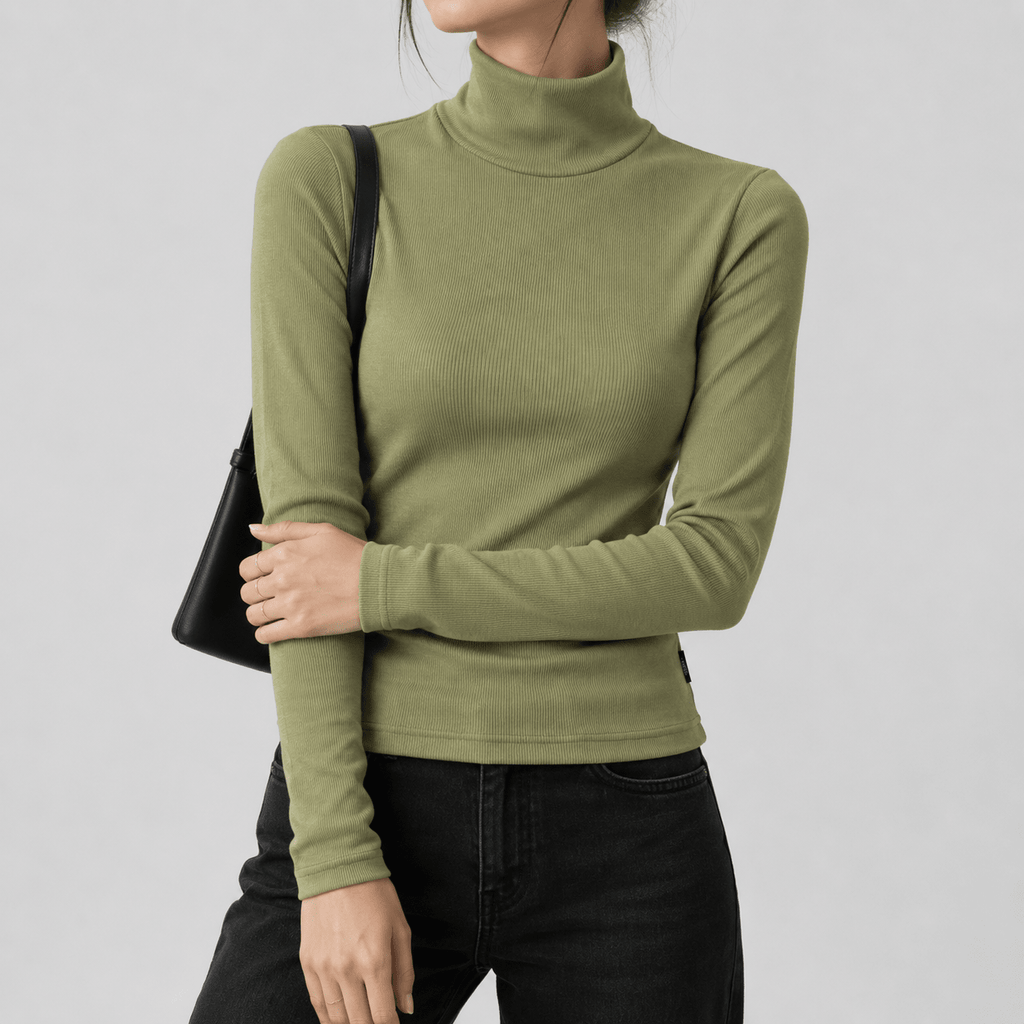 Olive Ribbed Turtle Neck XS - Premium Unisex | LEKSI Pakistan