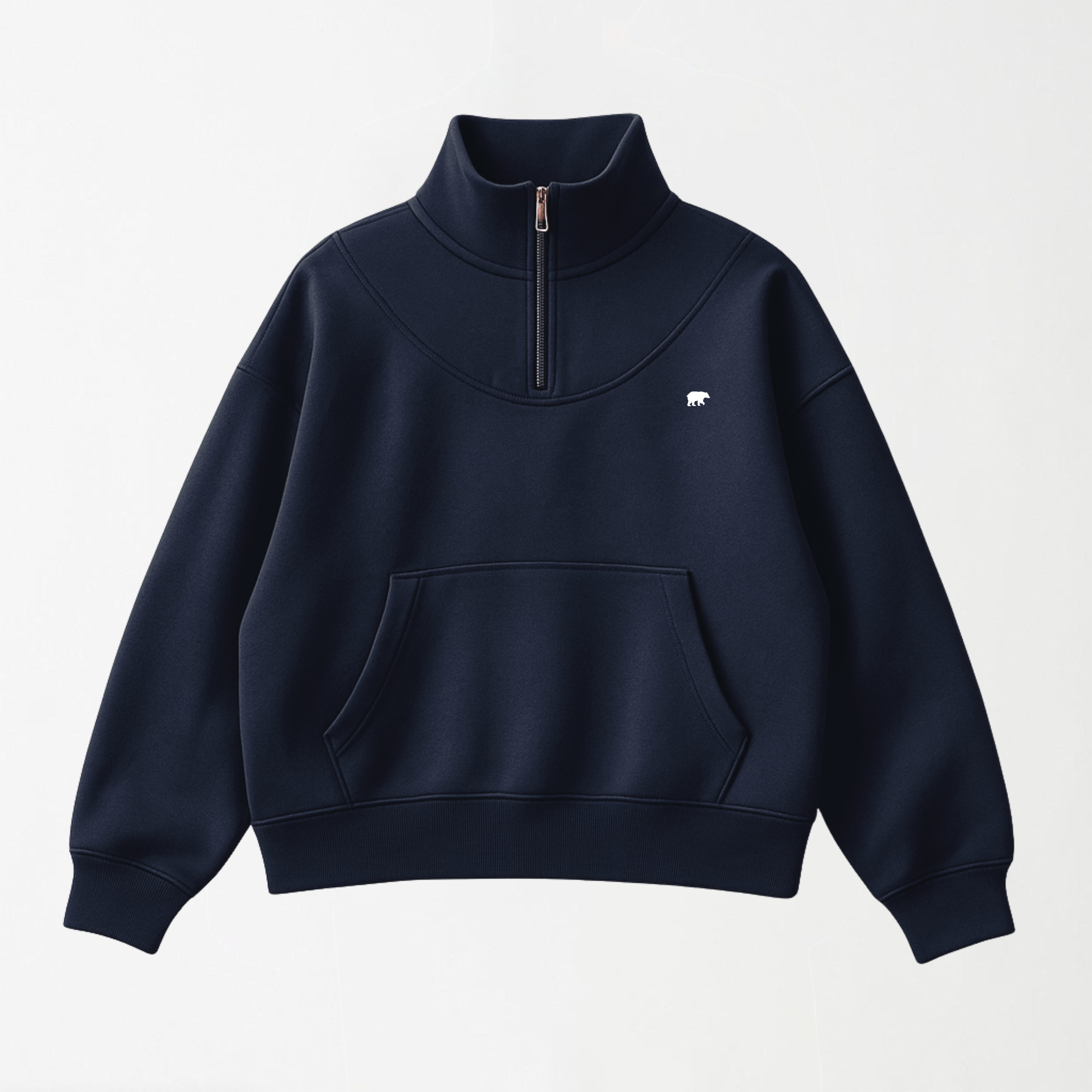 Oversized Navy Funnel Neck Unisex Quarter Zip XS - Premium Unisex | LEKSI Pakistan